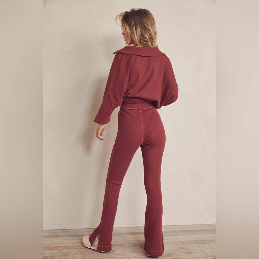 free people under the stars waffle knit slim fit flare pull on pants